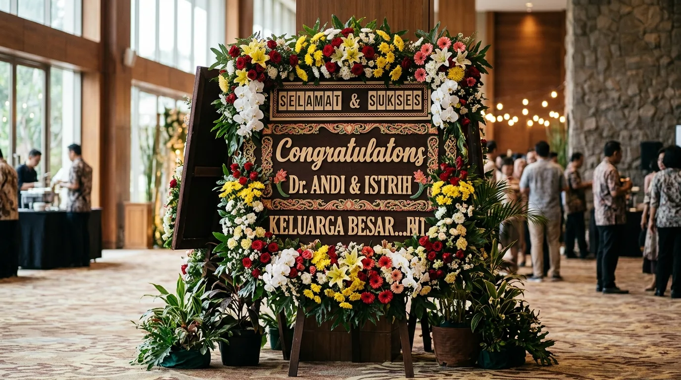 Contoh papan bunga dari sudut tiga perempat