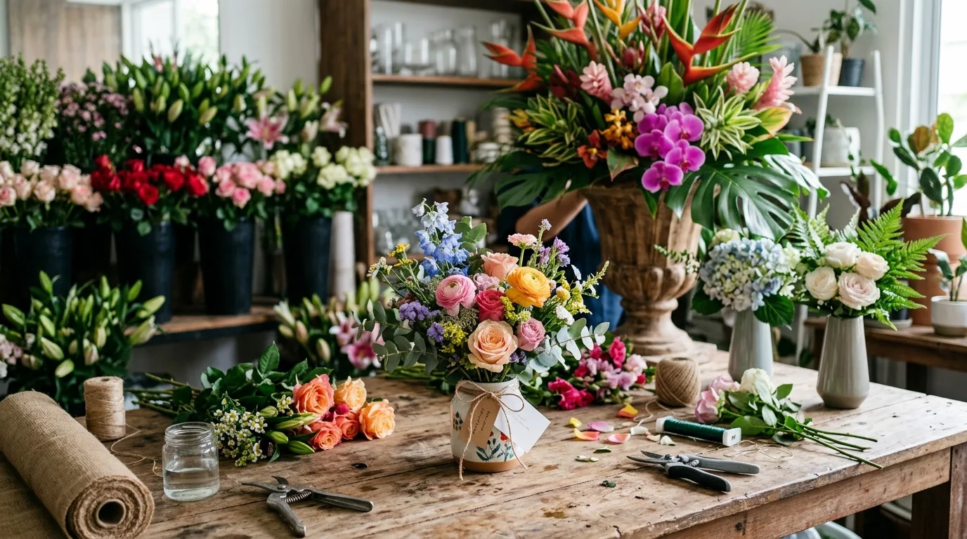 Detail bunga dan material florist