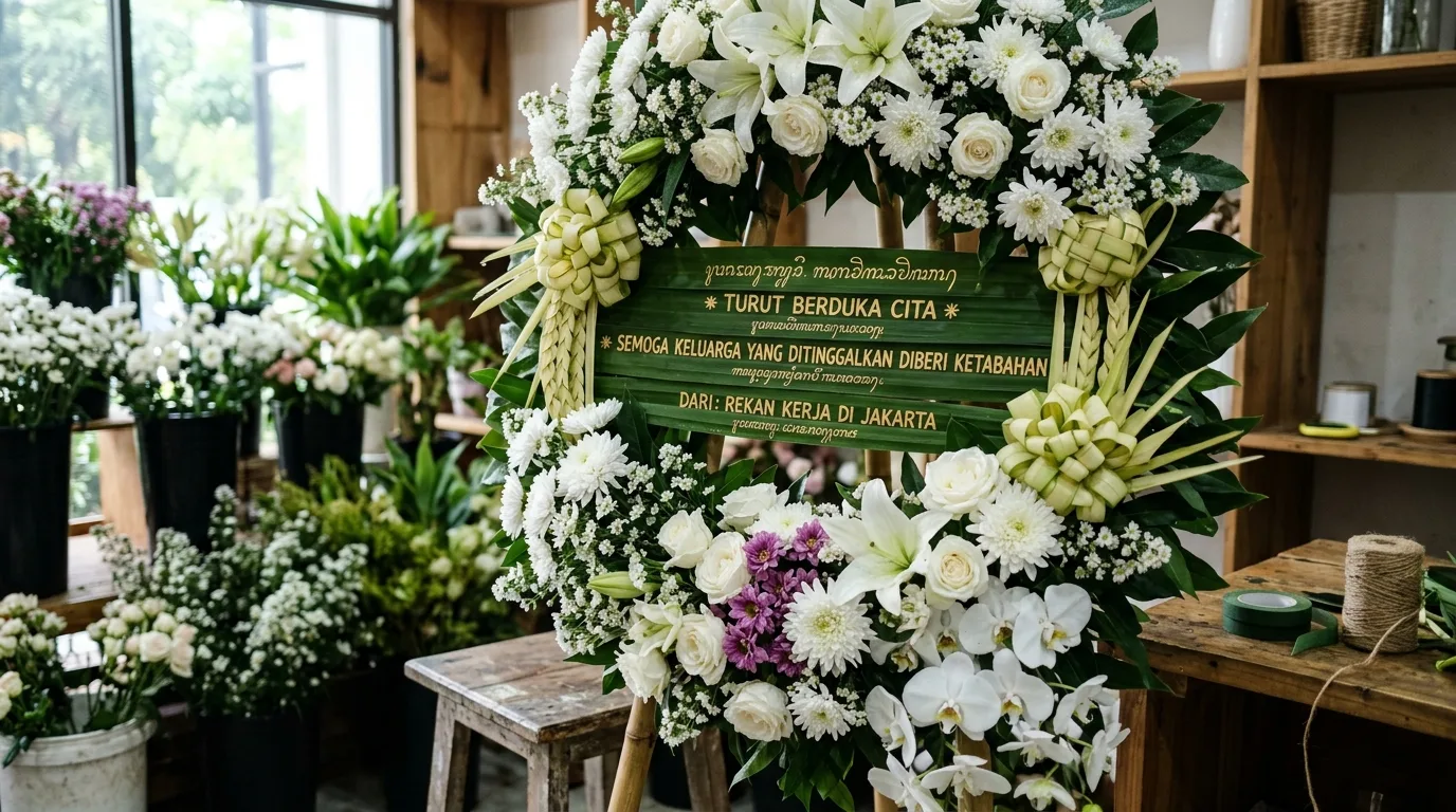Detail bunga karangan duka cita