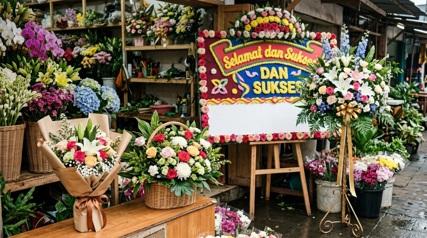 Detail bunga pada berbagai bentuk rangkaian
