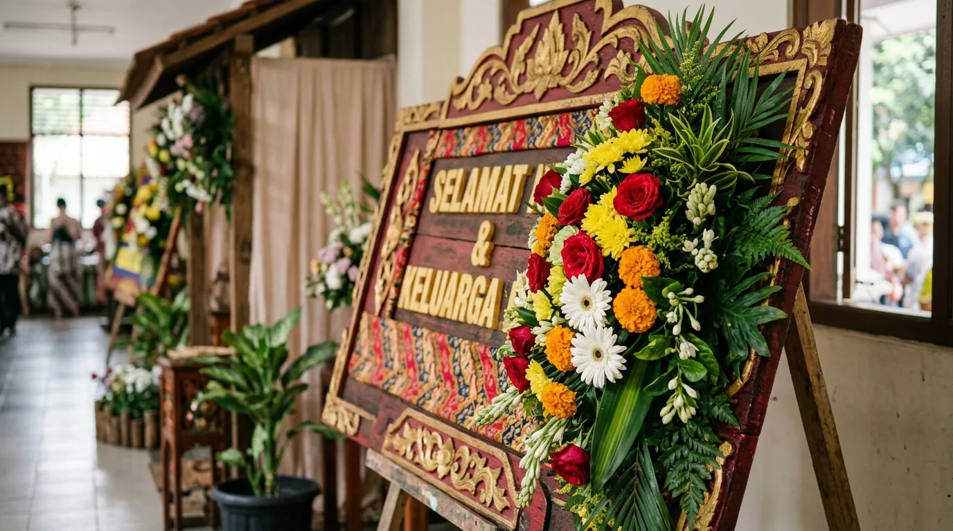 Gambar karangan bunga — detail material