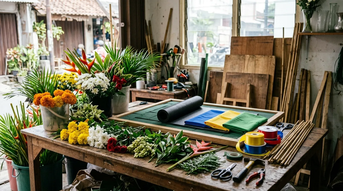 Gambar karangan bunga — persiapan florist