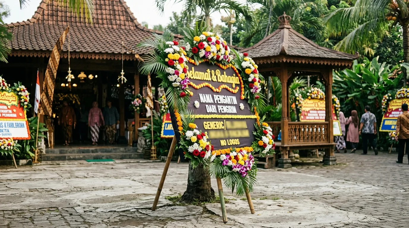 Gambar karangan bunga — sudut tiga perempat