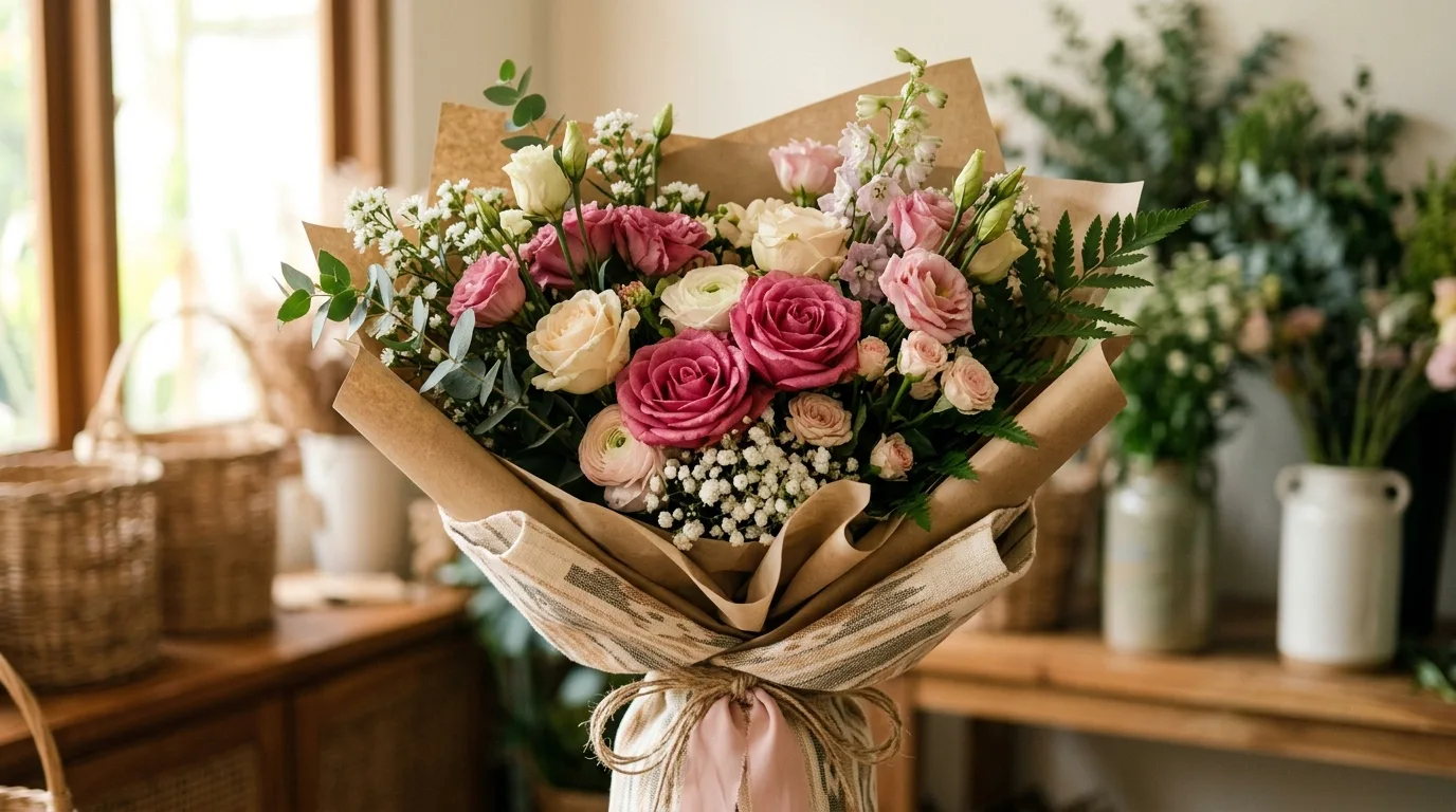 Hand bouquet artificial — detail material