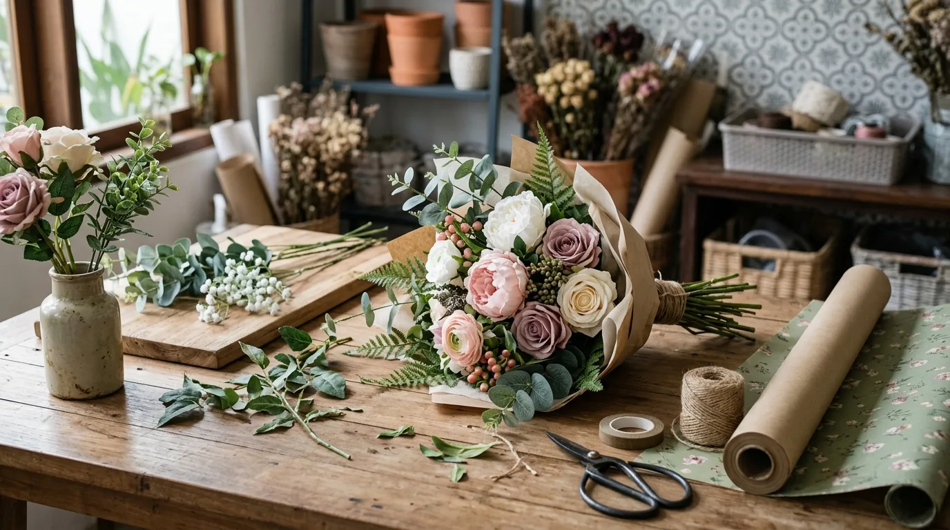 Hand bouquet artificial — persiapan florist