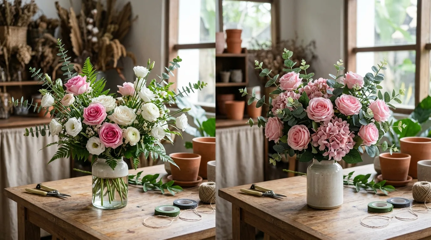 Hand bouquet flower dari sudut tiga perempat