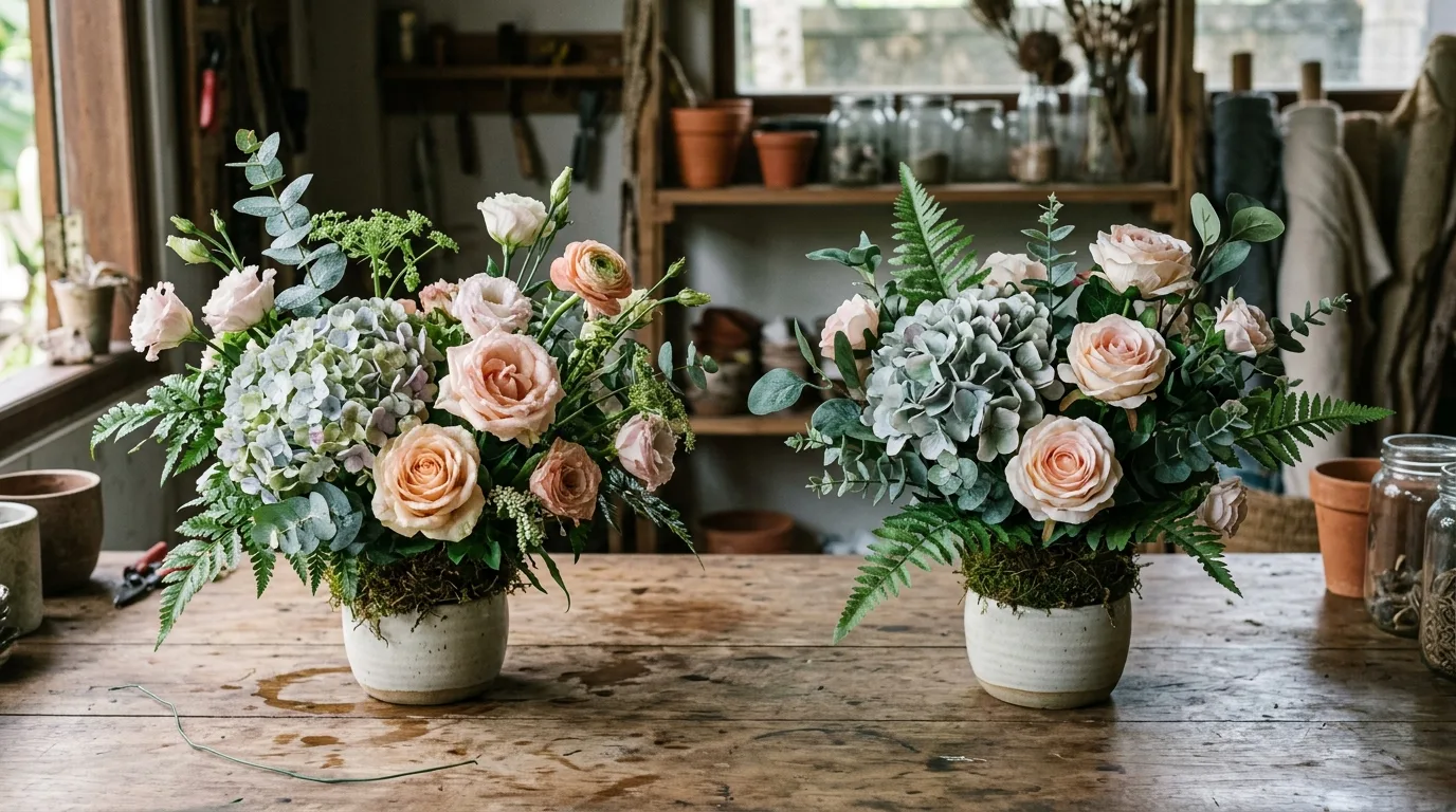 Hand bouquet flower detail material dan bentuk