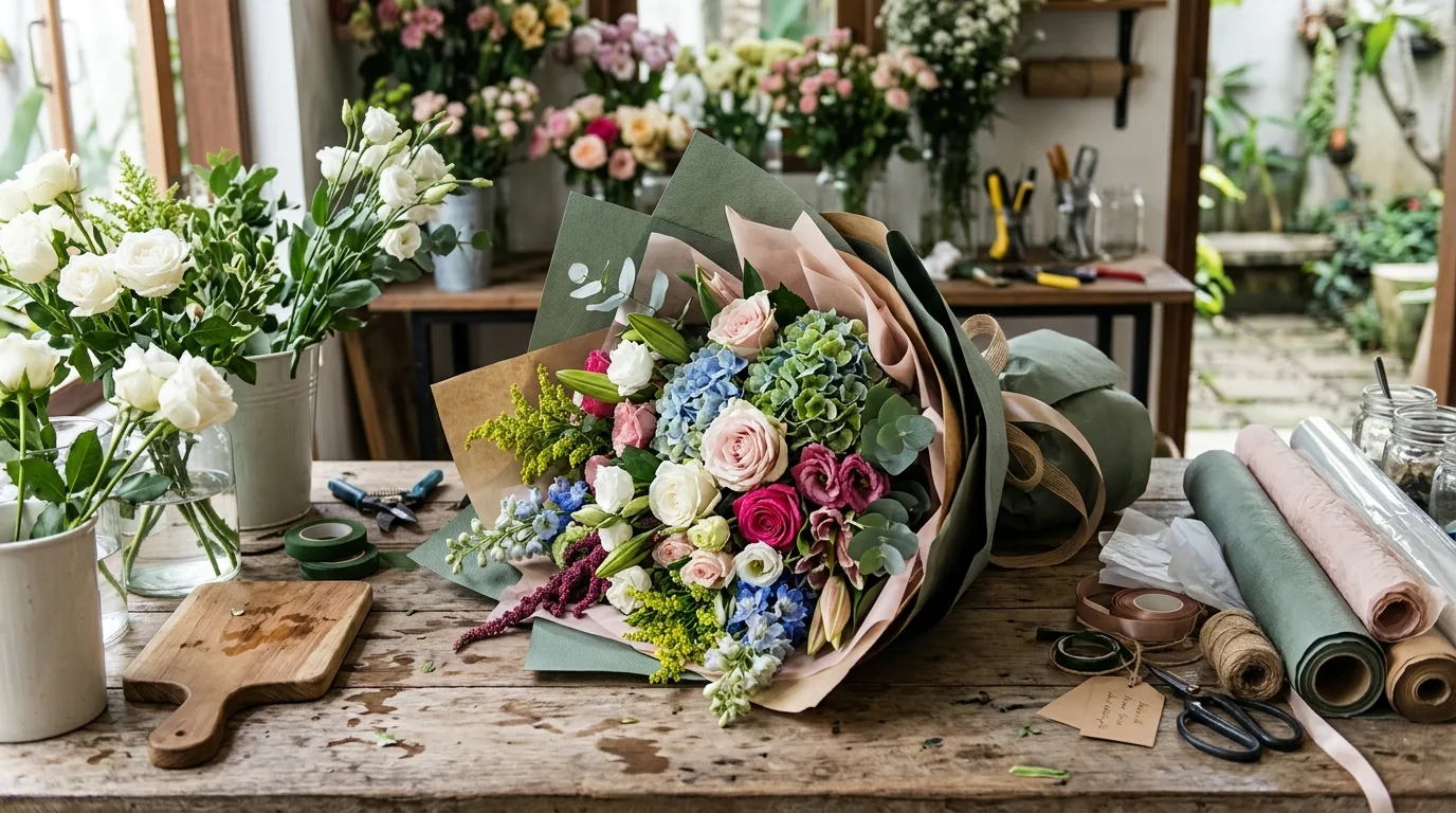 Harga buket bunga besar — persiapan florist