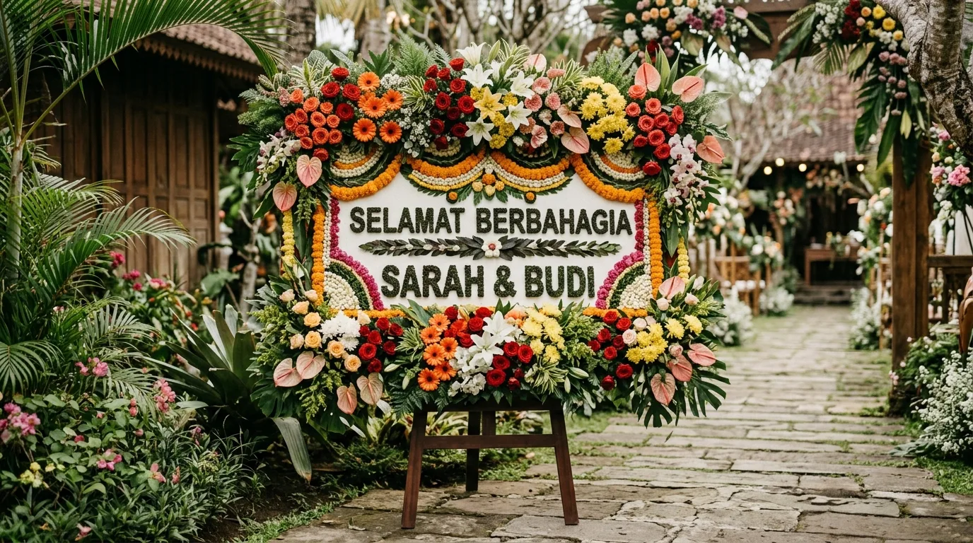 Komposisi papan bunga pernikahan