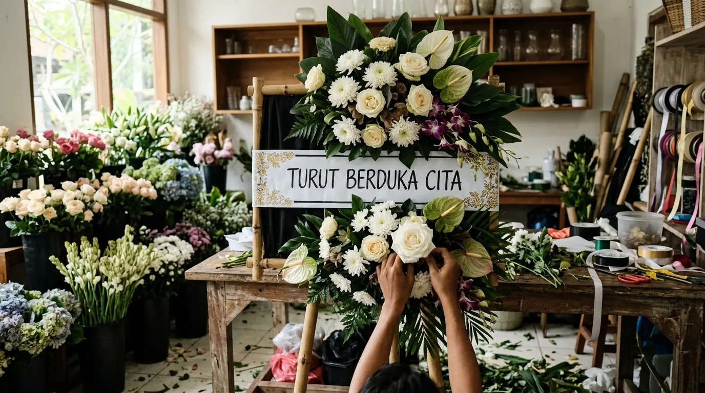 Material bunga dan perlengkapan karangan duka