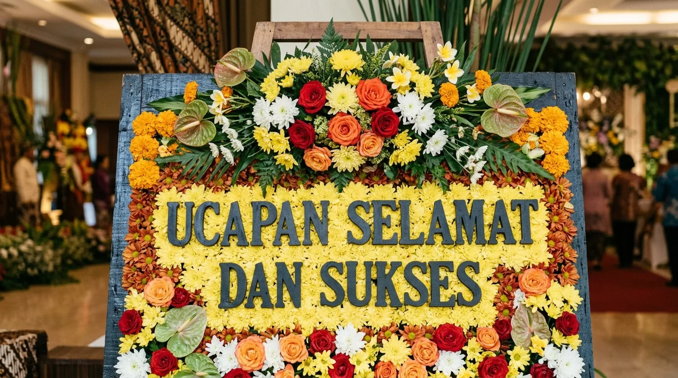 Papan bunga congratulations detail material dan bentuk