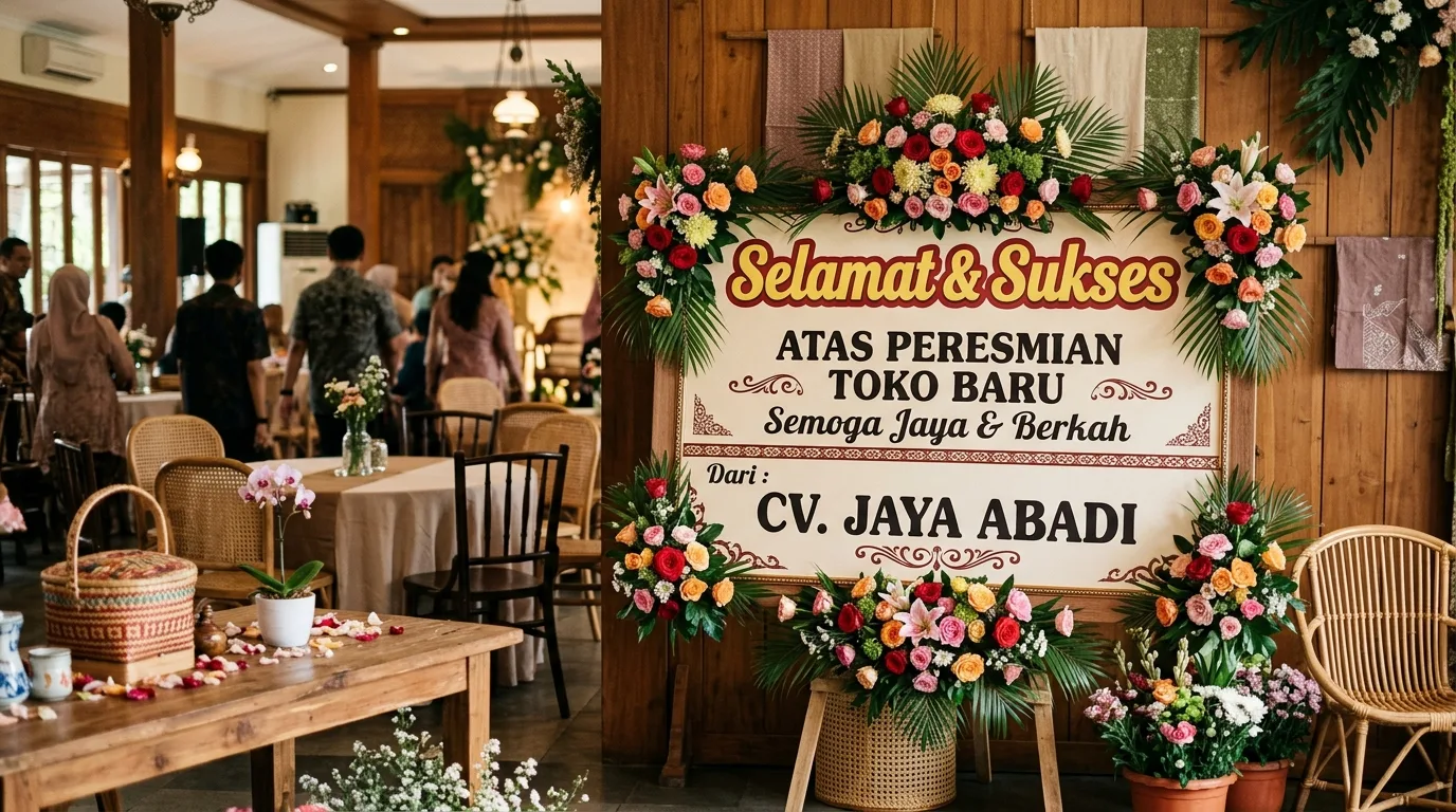 Papan bunga congratulations pada konteks ruang dan penempatan