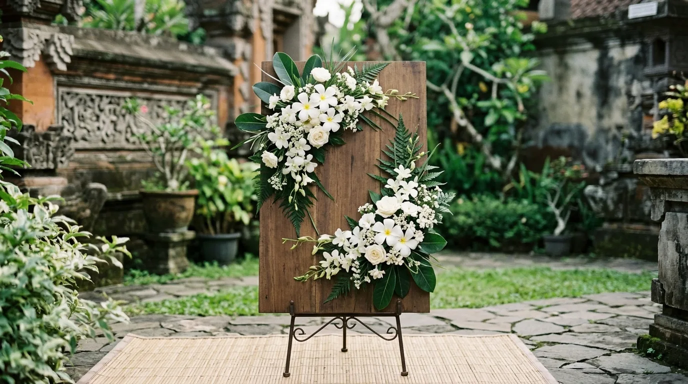 Papan Bunga Duka Cita dengan Komposisi Tenang