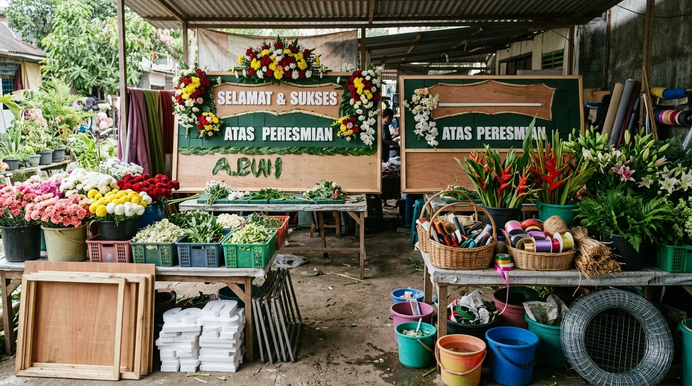 Papan bunga padang — persiapan florist