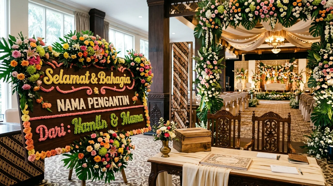 Papan bunga pernikahan unik — konteks penempatan