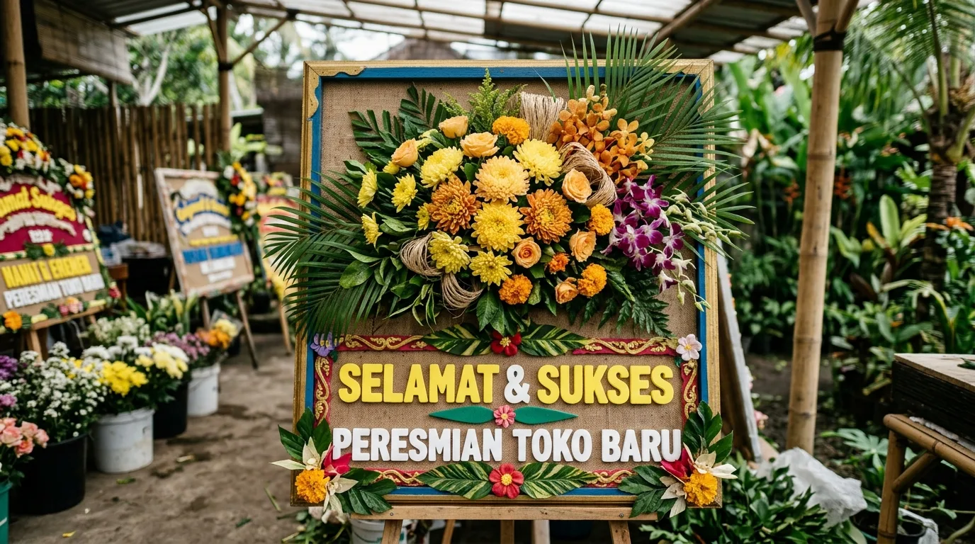 Papan bunga selamat dan sukses — detail material