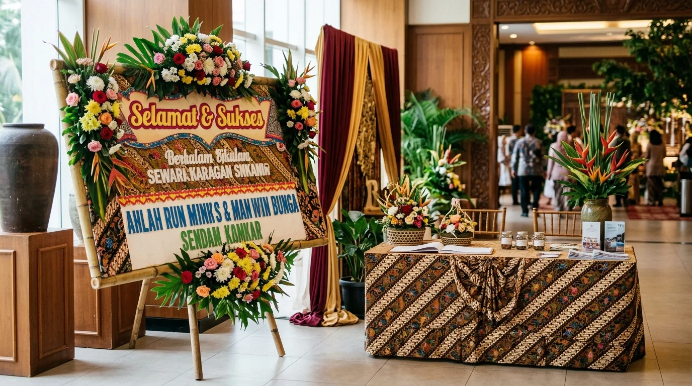 Papan bunga selamat dan sukses — konteks penempatan
