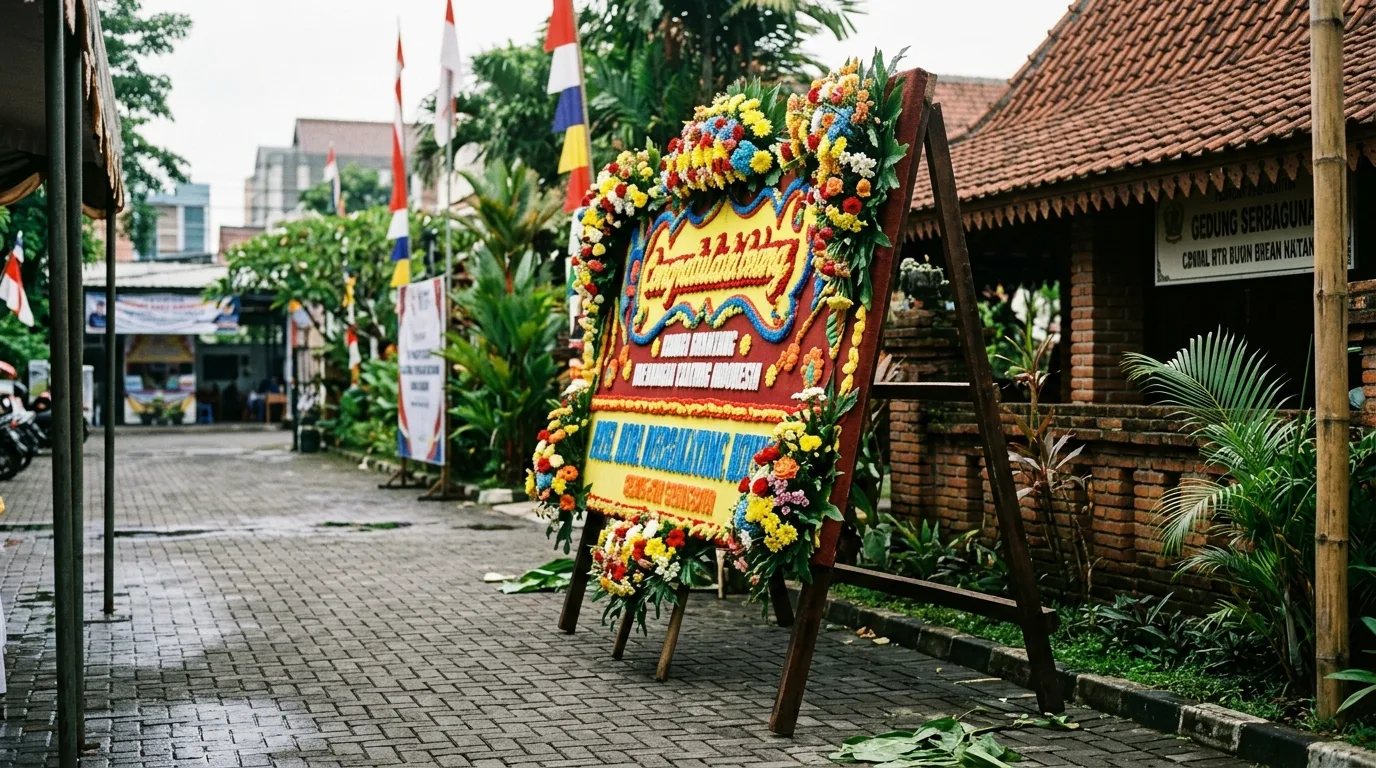 Papan bunga selamat dan sukses — sudut tiga perempat