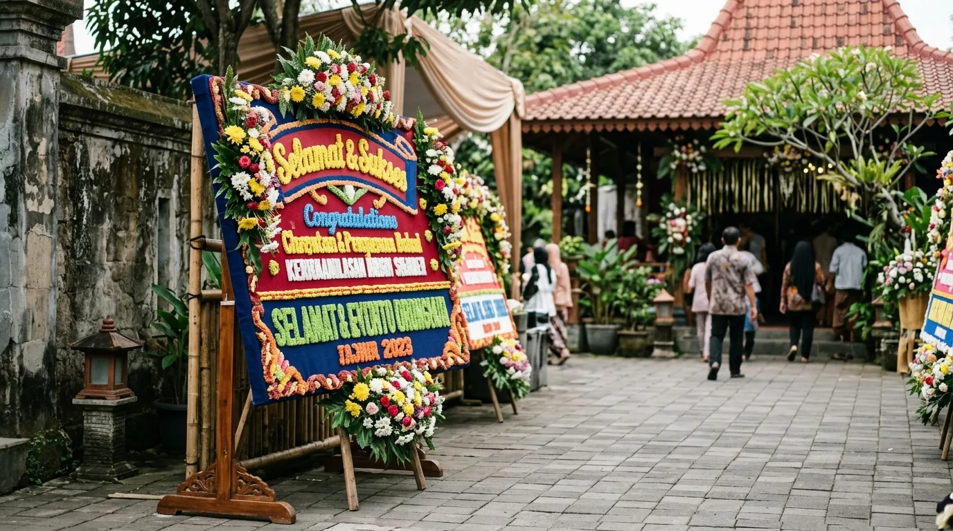 Selamat dan sukses karangan bunga — sudut tiga perempat
