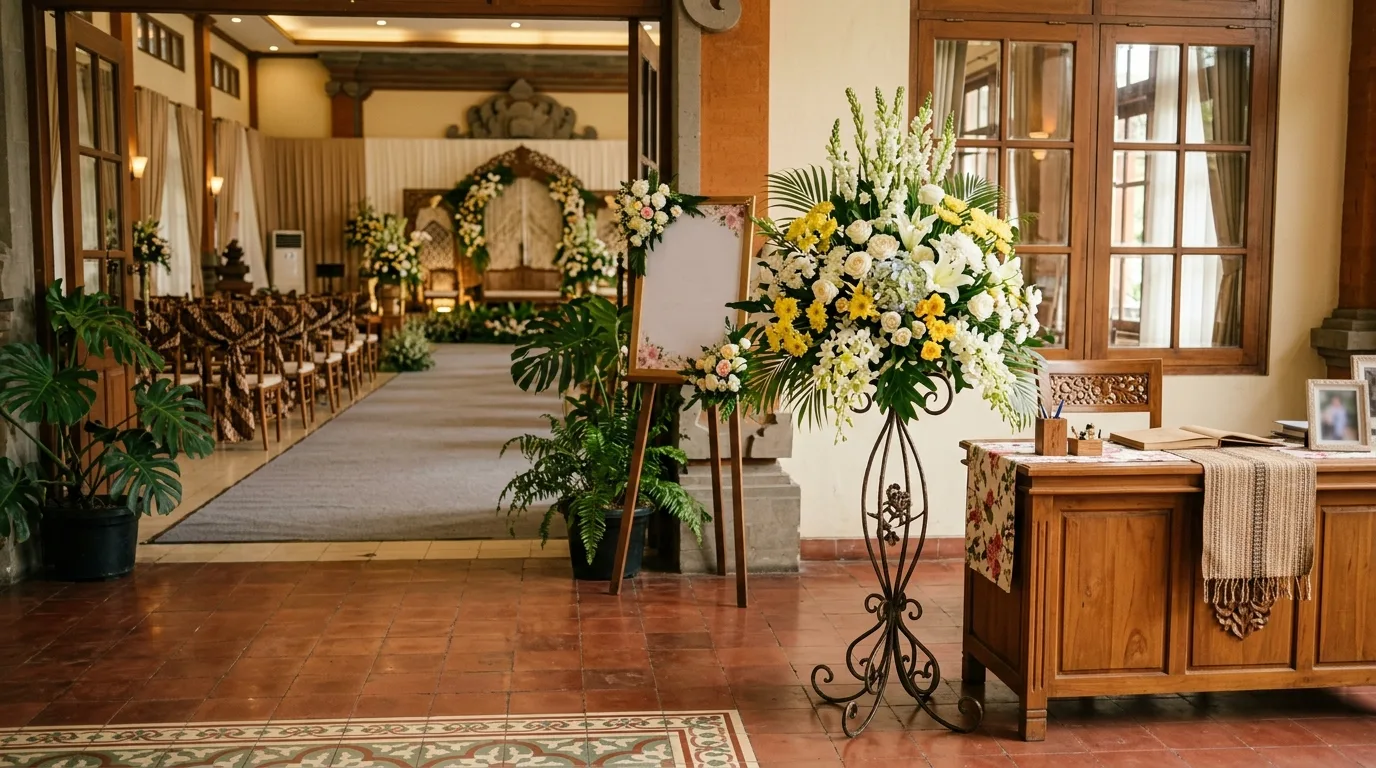 Standing flower bouquet — konteks penempatan