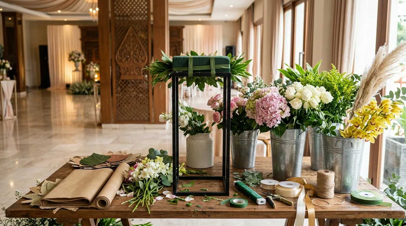 Standing flower bouquet — persiapan florist