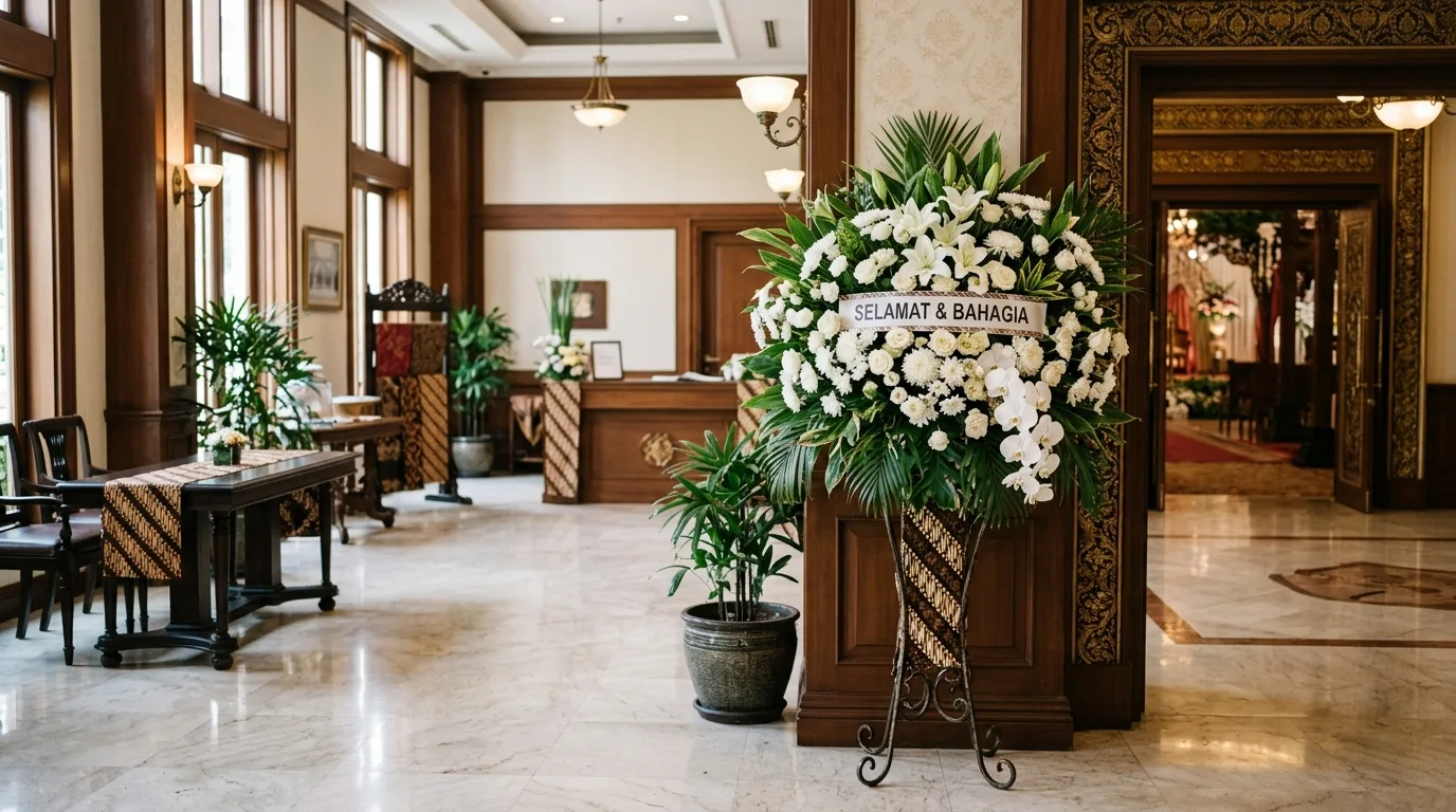 Standing flower congratulations — konteks penempatan