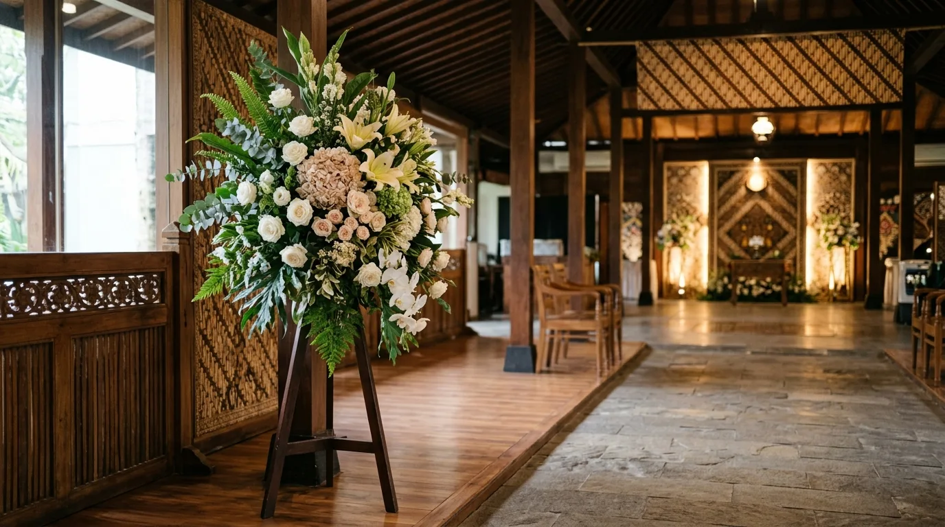 Standing flower congratulations — sudut tiga perempat