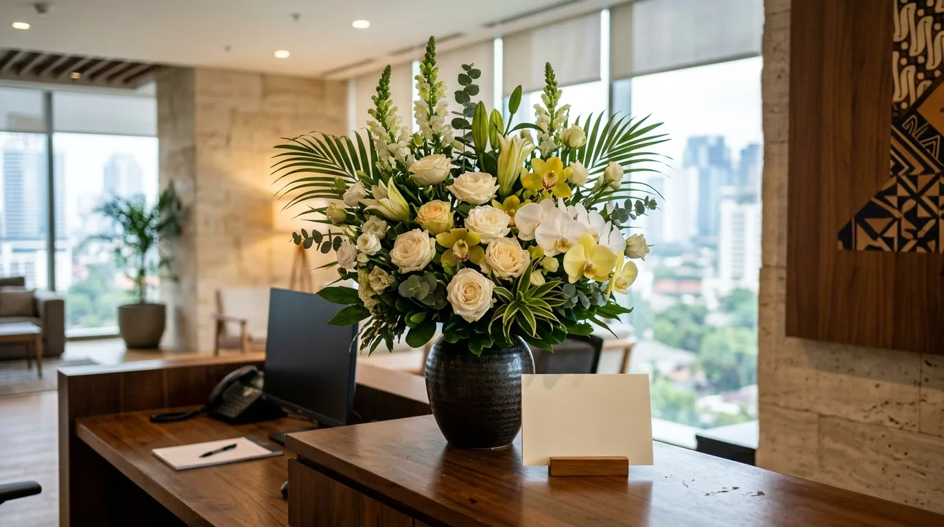 Bunga meja ucapan selamat di kantor