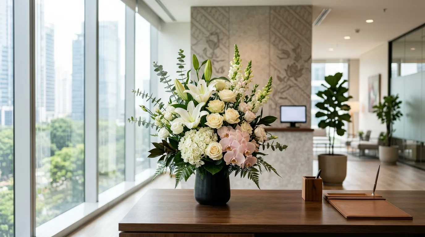 Contoh karangan bunga ucapan selamat untuk kantor