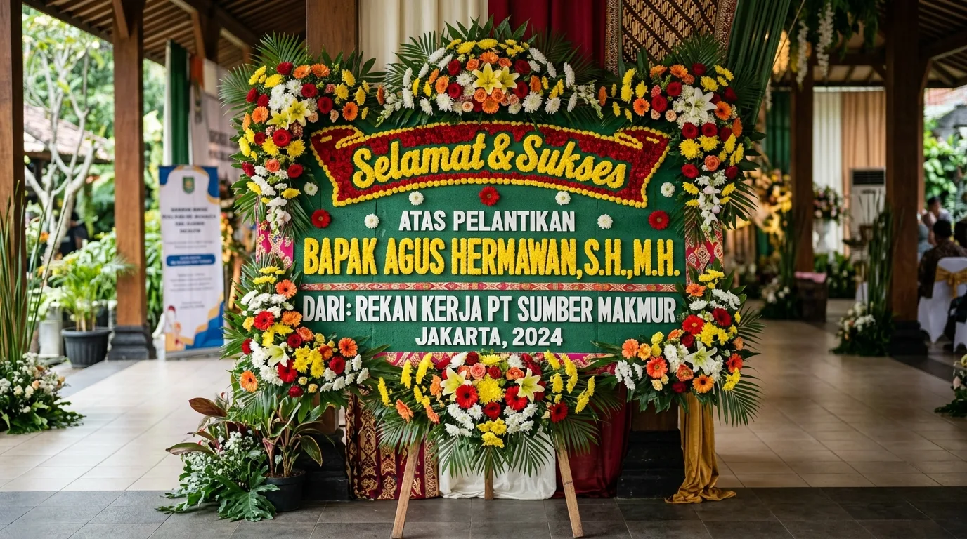Contoh papan bunga dengan komposisi modern