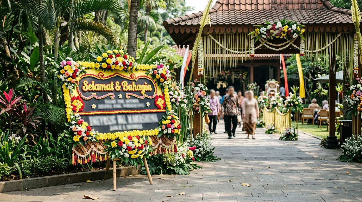 Gambar karangan bunga — papan atau karangan bunga dalam konteks karangan bunga