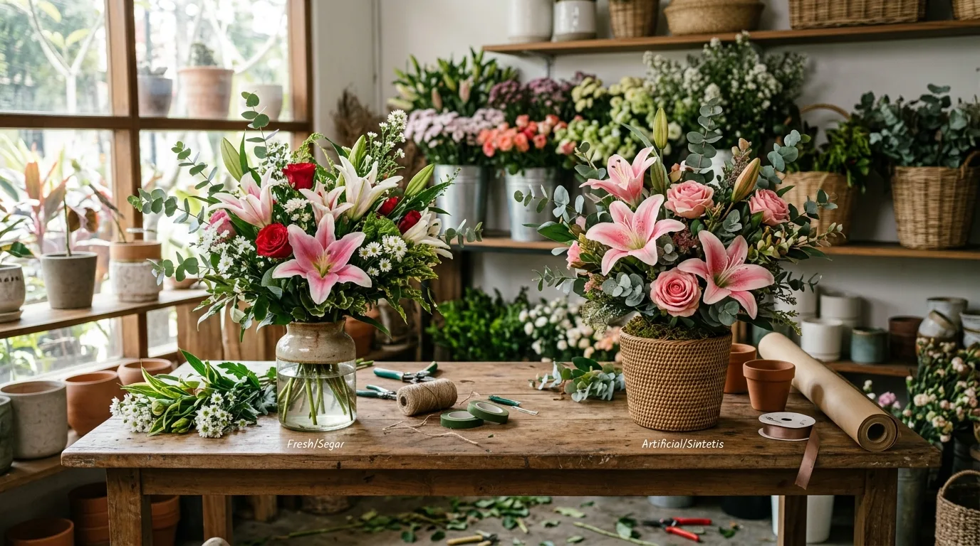 Hand bouquet flower fresh dan artificial