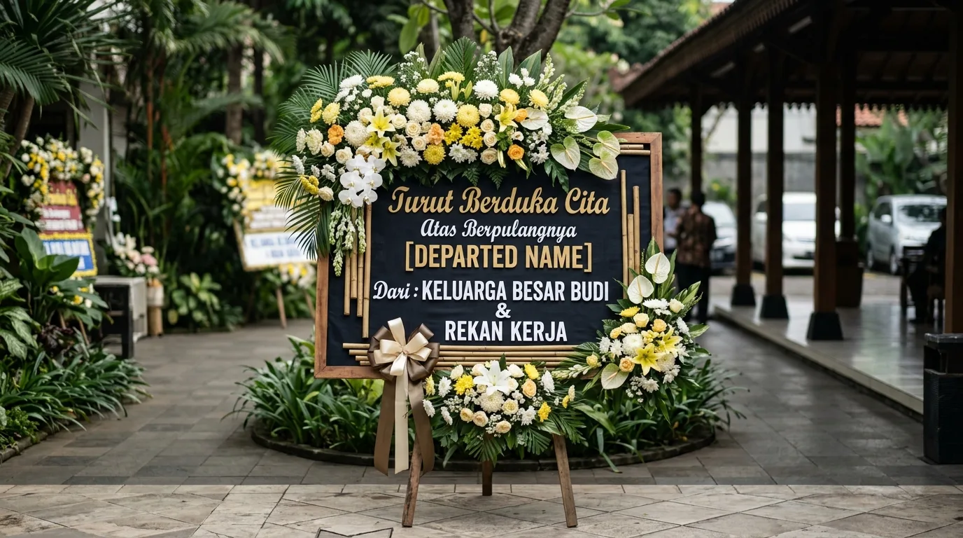 Karangan bunga turut berduka cita dengan tampilan sopan