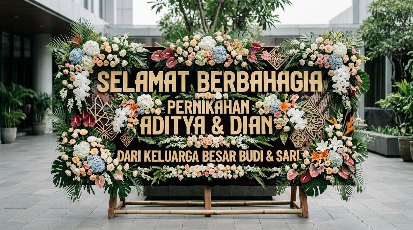 Papan bunga pernikahan modern dan tradisional