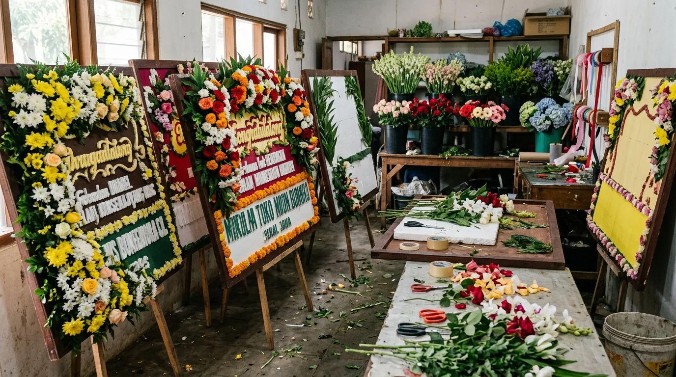 Toko papan bunga terdekat dengan area produksi